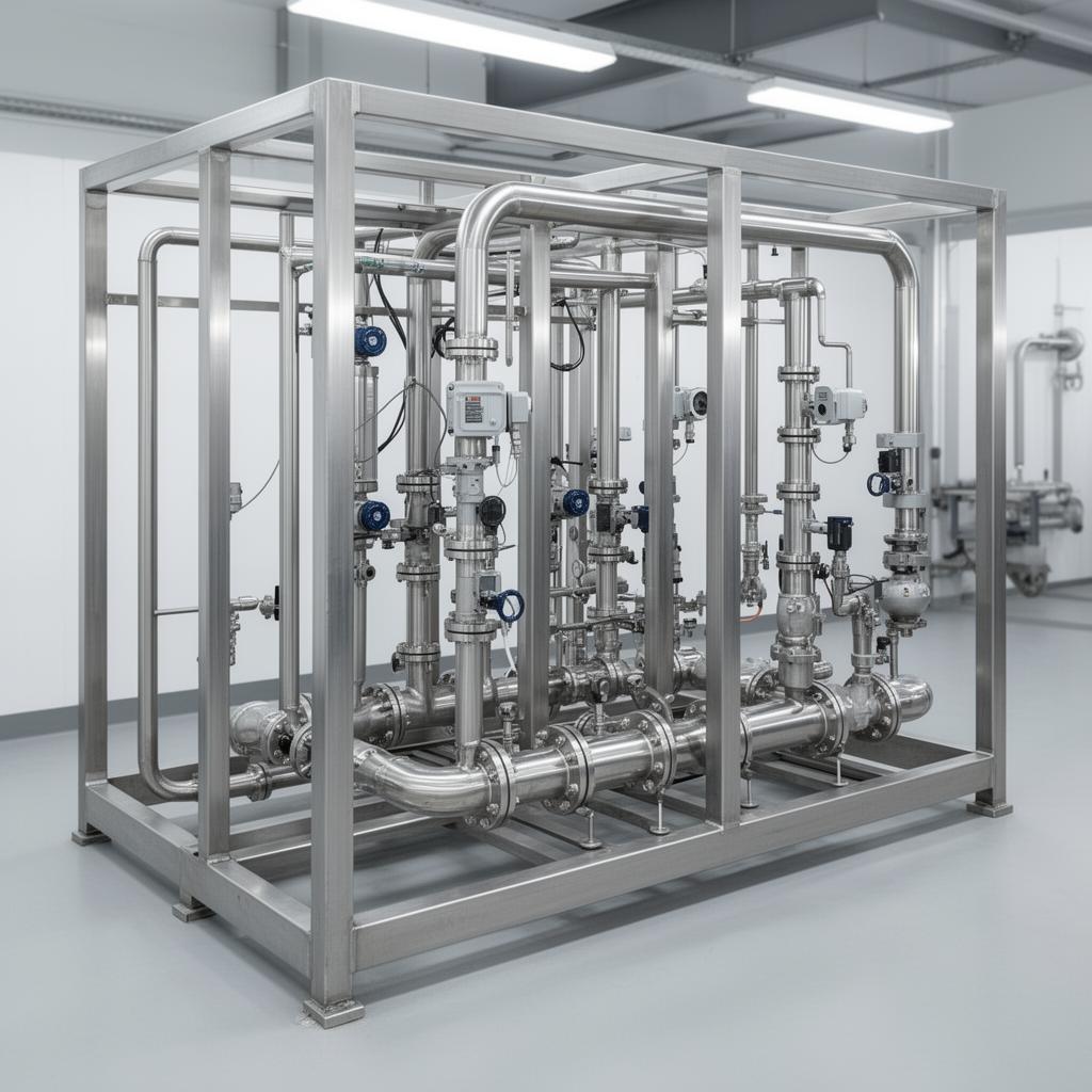 Stainless steel skid system assembly